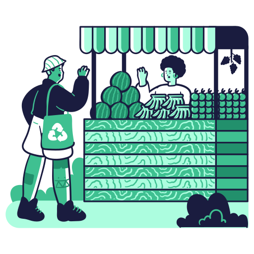 Market, greeting, knowing the grocer, organic food, belonging, belonging to a community, regular customer illustration - Free download