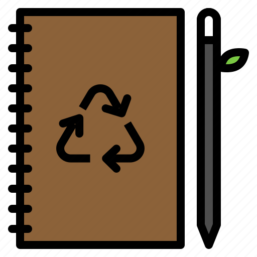 Ecology, notebook, pencil, recycle, reuse icon - Download on Iconfinder