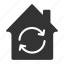 arrow, house, property, real estate, reload, restoration, rotation 