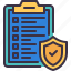 clipboard, security, shield, insurance, document 