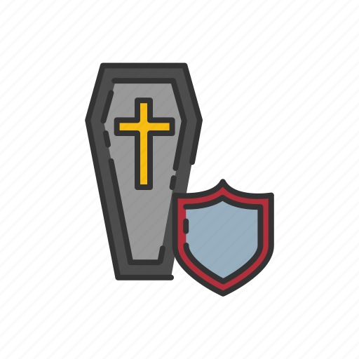 Coffin, death, funeral, insurance, protection, shield icon - Download on Iconfinder
