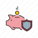 assets, insurance, investment, money, piggy bank, protection, savings