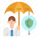 insurance, man, safe, sell, umbrella
