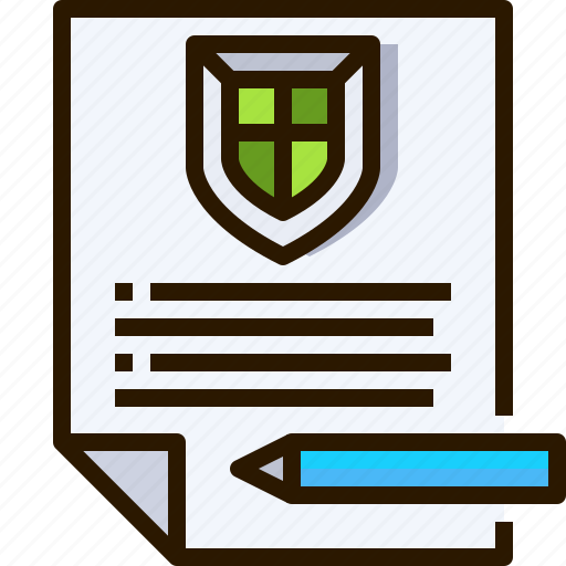 Contract, document, file, insurance, protection, safety, shield icon - Download on Iconfinder