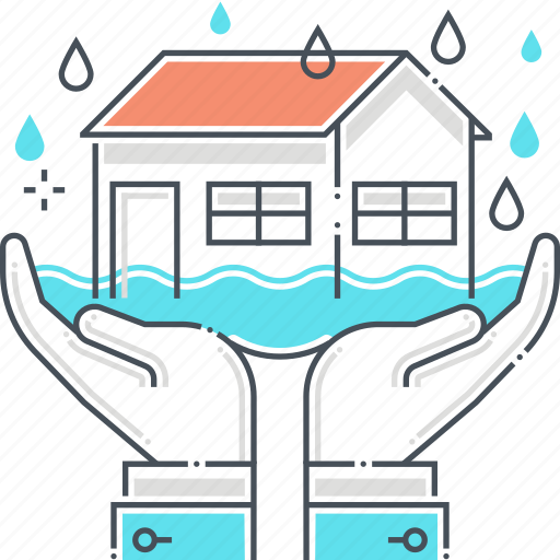 Assurance, building, flood protection, house, natural disaster, rain, sea icon - Download on Iconfinder