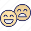 emoji, emoticon, happy, unhappy 