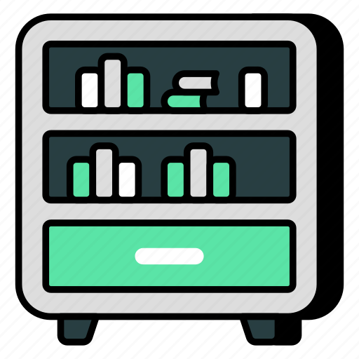 Bookcase, almirah, library cupboard, wooden bookshelf, library cabinet icon - Download on Iconfinder