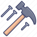 carpenter, hammer, nails, tools