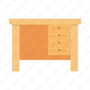 desk, table, furniture, interior, drawer