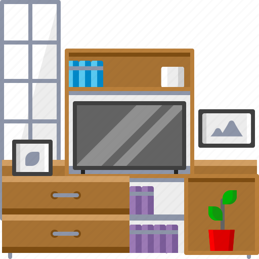 Interior, furniture, tv, cabinet, table, television, screen icon - Download on Iconfinder