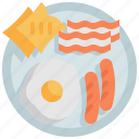 breakfast, bread, food, cooking, egg, bacon