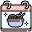 ramen, noodles, food, date, calendar
