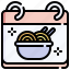 ramen, noodles, food, date, calendar 
