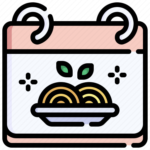 Spaghetti, food, calendar, pasta icon - Download on Iconfinder
