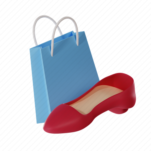 Shoe, shopping bag, fashion, shop, female 3D illustration - Download on Iconfinder