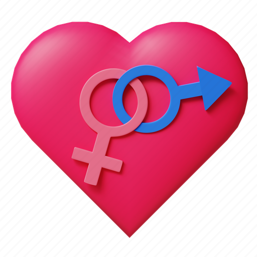 Sign, love, gender, female, male, heart 3D illustration - Download on Iconfinder