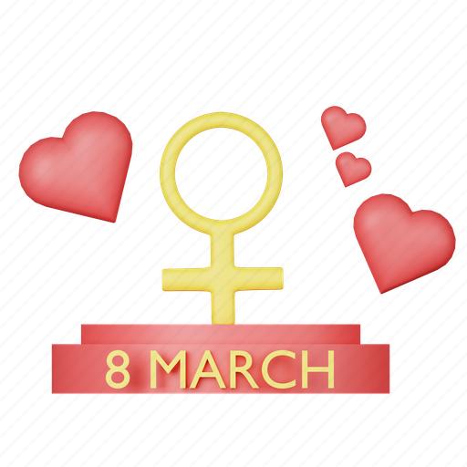 March 8, woman, love, female, red, campaign 3D illustration - Download on Iconfinder