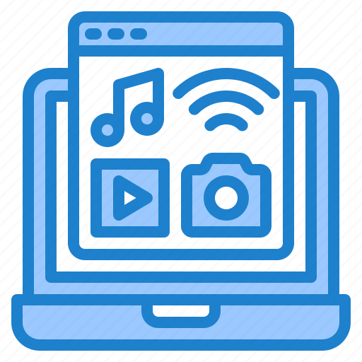 Multimedia, wifi, laptop, video, music icon - Download on Iconfinder