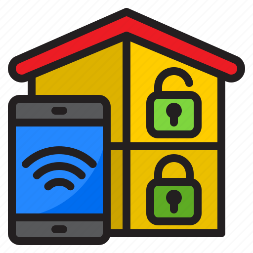 Smartphone, home, wifi, lock, unlock icon - Download on Iconfinder