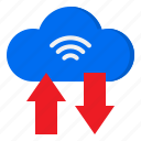 cloud, server, transfer, wifi, arrows