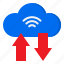 cloud, server, transfer, wifi, arrows 