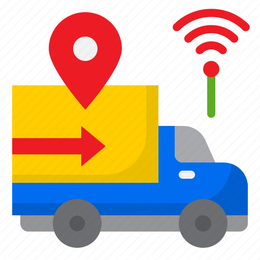 Delivery, truck, logistic, wifi, location icon - Download on Iconfinder