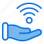 hand, wifi, connecting, internet, of, things, iot 