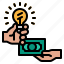 bills, hand, idea, money, profit 