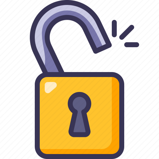 Unlocked, padlock, tools, and, utensils, secure, security icon - Download on Iconfinder