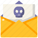 blackmail, threat, alert, skull, message, envelope, security