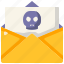 blackmail, threat, alert, skull, message, envelope, security 
