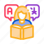 book, dictionary, girl, language, learning, reading, woman 