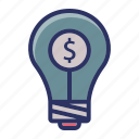 bulb, dollar, idea, investment, money