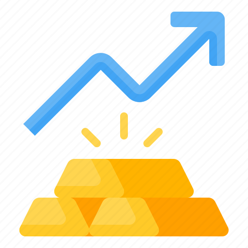 Gold, gold bar, gold ingot, wealth, investment, price up, growth icon - Download on Iconfinder