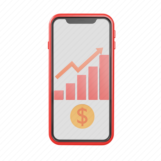 Invest on smartphone, investment, finance, business, cash, graph, indicator 3D illustration - Download on Iconfinder