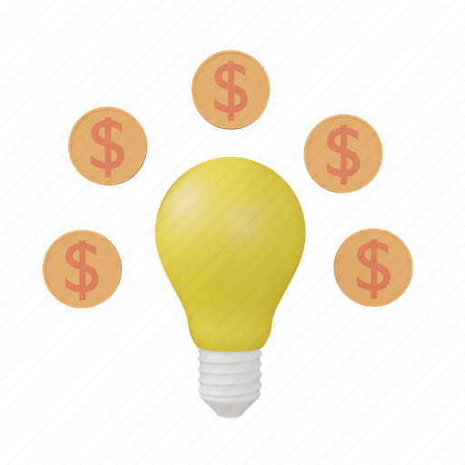 Idea, investment, make money, business, creative, start up, marketing 3D illustration - Download on Iconfinder