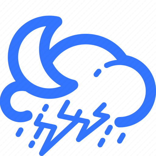 Cloud, crescent, lightning, moon, nigth, rain, weather icon - Download on Iconfinder