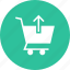 arrow, cart, commerce, shopping, up, upload 