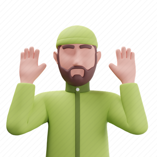 Praying, man, person, male, clothes, islamic, ramadan 3D illustration - Download on Iconfinder