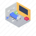 hospital emergency room, hospital interior, patient bed, patient room, private room