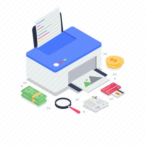 Inkjet printer, office printer, printing machine, typesetter, typographer illustration - Download on Iconfinder