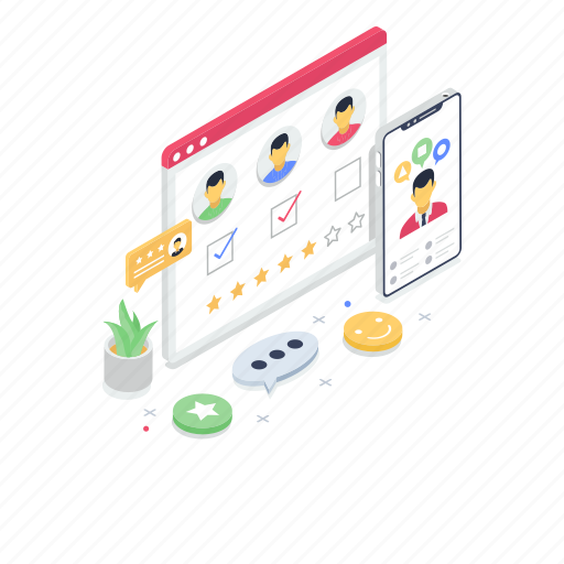 Brand engagement, digital reviews, feedback, online questionnaire, online response, survey, user experience illustration - Download on Iconfinder