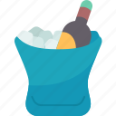 ice, bucket, chilled, beverage, cooler