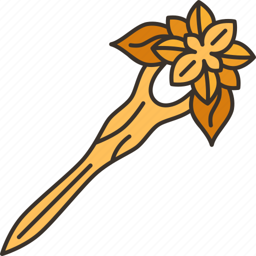 Hairpin, carved, wooden, hair, accessories icon - Download on Iconfinder