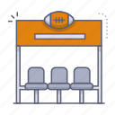 player seats, player seat, chair, bench, substitution, american football, sport, rugby, football club