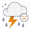 bad weather, rain, thunder, cloud, sad, empty state, problem, error, interface design