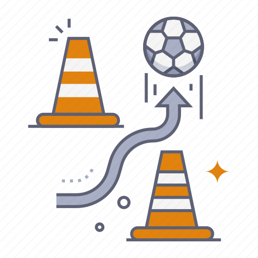 Training, exercise, practice, ball, safety cone, football, soccer icon - Download on Iconfinder