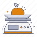 kitchen scale, fruit, orange, measure, weight, kitchen, cooking, kitchenware, cookware