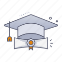 graduation, hat, certificate, graduate, mortarboard, school, education, learning, study