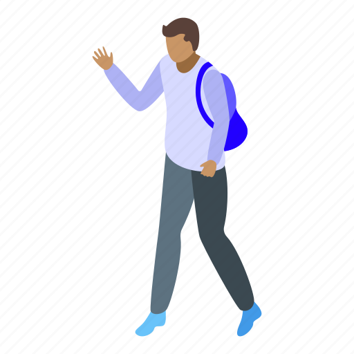 Young, student, backpack, isometric icon - Download on Iconfinder